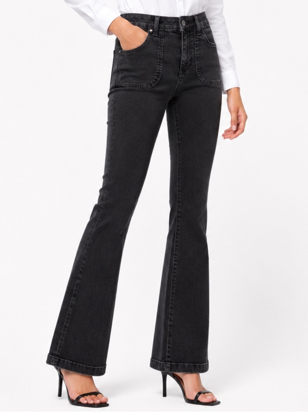 Pilcro Anthropologie Black Bootcut Patch Pocket Jeans 26